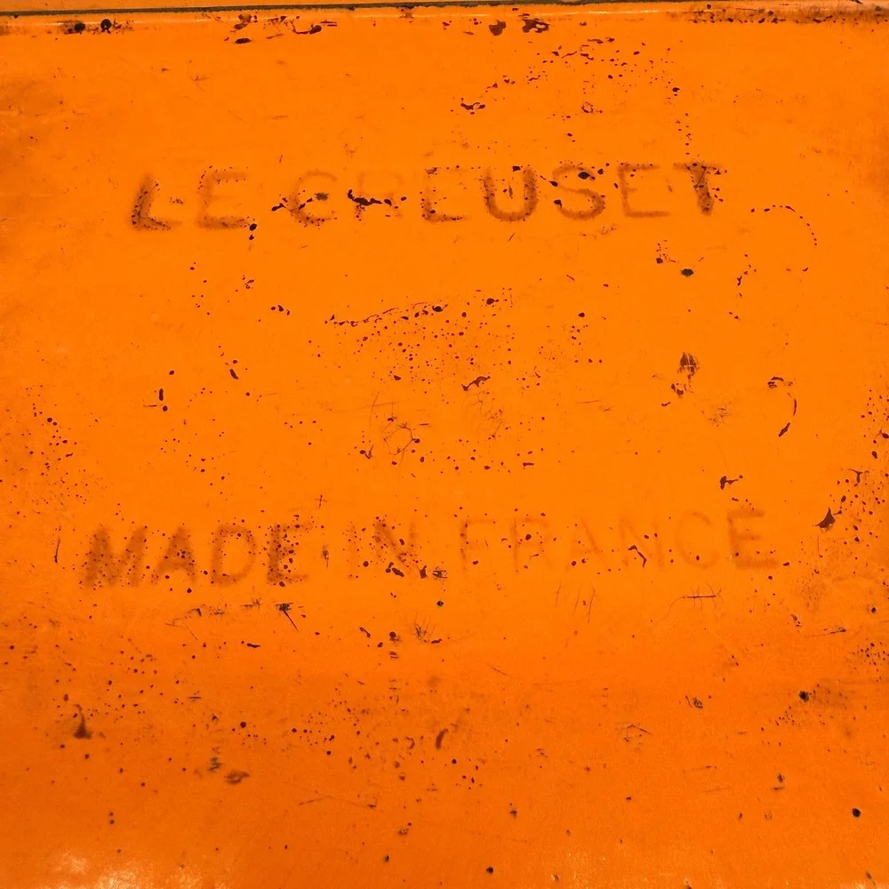Vintage Le Creuset Flame Orange 15x10 Roasting Pan Folding Handles HTF France‎
